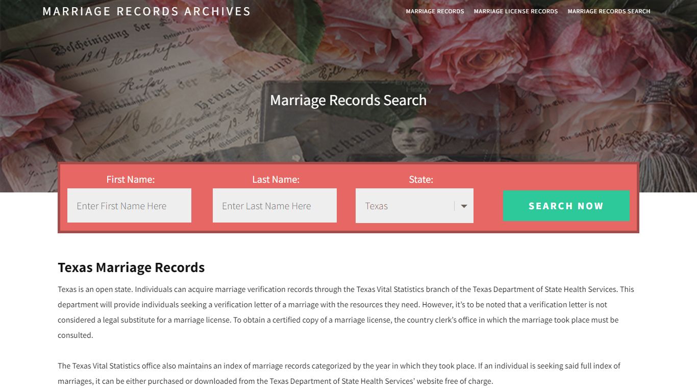 Texas Marriage Records | Enter Name and Search | 14 Days Free